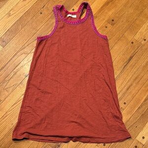 Natural Life Rust Dress with Purple and Pink Crochet Trim